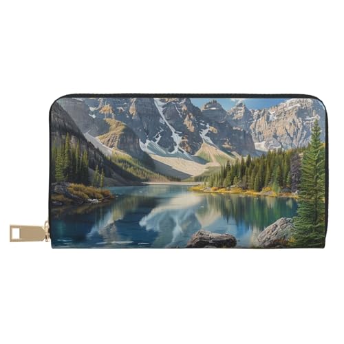 Rocky Mountains Printed Long Wallet for Women Men Cute Coin Purse with Card Holder