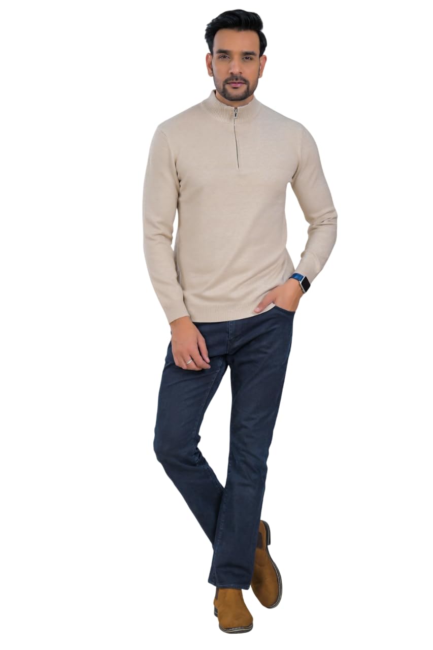 soul armor Solid High-Neck Half Zip Woolen Sweater-picture-10