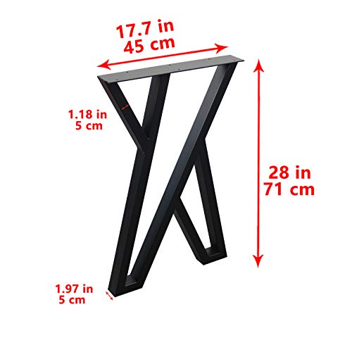 Mbqq 2 Pcs Furniture Legs Rustic Decory Stereo X Shape Table Legs,Heavy Duty Metal Desk Legs,Dining Table Legs,Industrial Modern, Diy Iron Bench Legs(H28”Xw17.7”) #TOP2