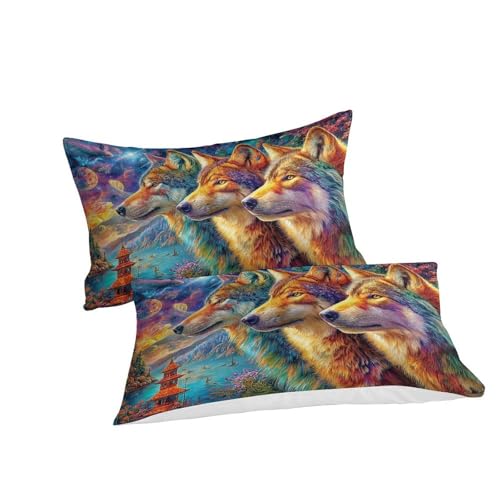 Housse de couette Loup 3 pièces en microfibre 260x220 cm pour lit double - 3