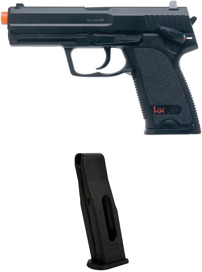 Bundle of Elite Force HK Heckler & Koch USP CO2 Powered 6mm BB Pistol Airsoft Gun, Standard Action+ Elite Force Unisex Adult 16-Round Capacity, Fits USP Standard Action, Plastic Airsoft Magazine