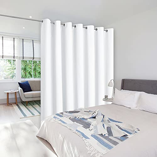 NICETOWN Privacy Room Divider Curtain Screen Partitions, Closet Door Curtain Vertical Blind for Sling Door, Window Privacy Blinds for Patio (White, Single Panel, 12ft Tall x 8.3ft Wide) Whit