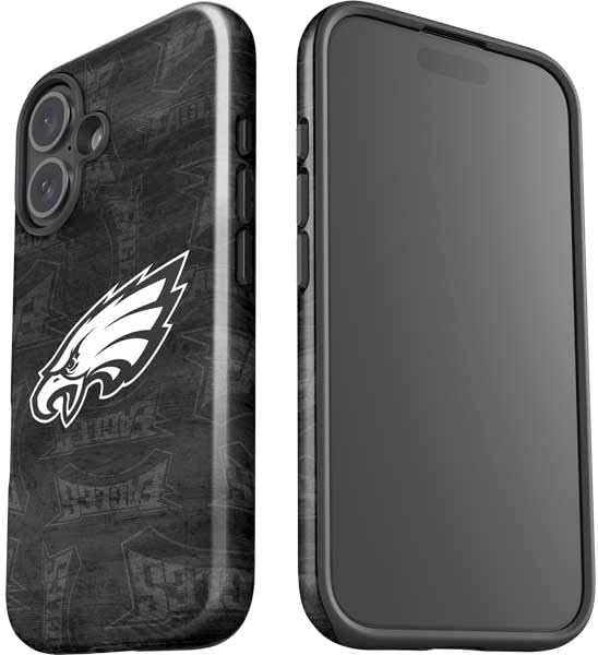 Skinit Impact Phone Case Compatible with iPhone 16 - Officially Licensed NFL Philadelphia Eagles Black & White Design