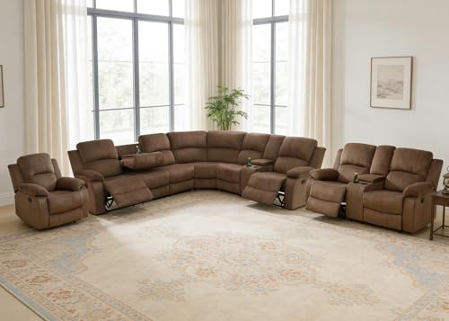 Anthato Manual Reclining Sectional Sofa Set, Living Room Furniture Sets,