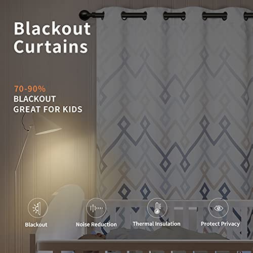 Image of Easy-Going Printed Blackout Curtains 2 Panels, 52 x 63 in, Blue