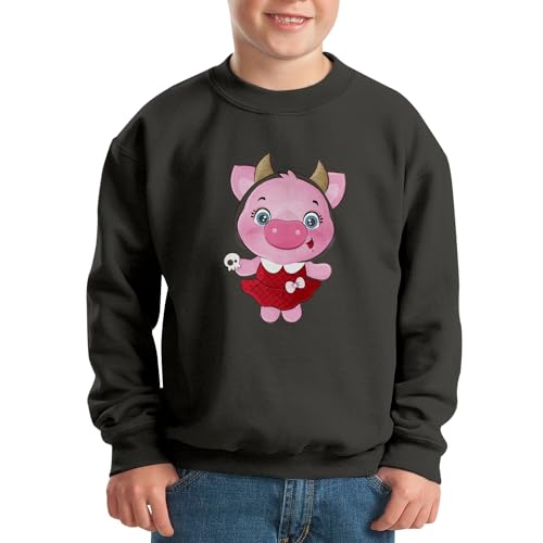 Sweatshirt enfant cochon diable pull Halloween mignon à corne enfant - 2