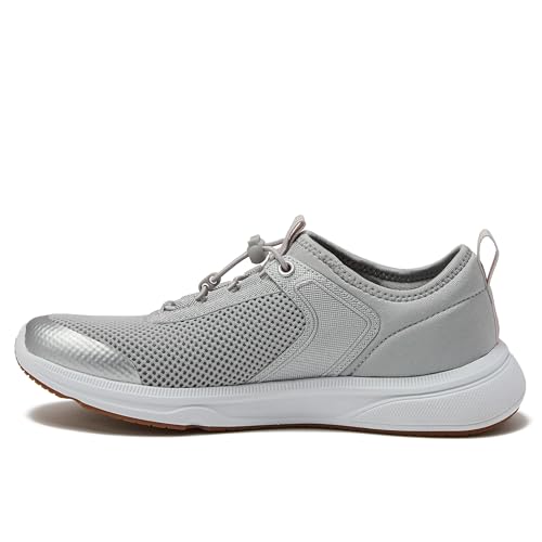 Lands' End Slip On Water Sneakers for Women with Quick Dry Mesh, Lightweight Sport Womens Water Shoes with Drainage Holes for Beach or Pool, Black or Silver, Adult Size 6-11 Water Shoes for Women4