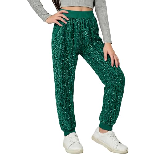 Girls Sequin Joggers Pants Fall Sweatpants Holiday Party Glitter Trousers - image 8