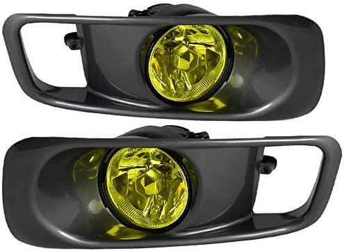 Carpartsinnovate Fits Honda 99-00 Civic EK 2/3/4Dr Yellow Fog Lamps Driving Lights Kit+Switch Pair