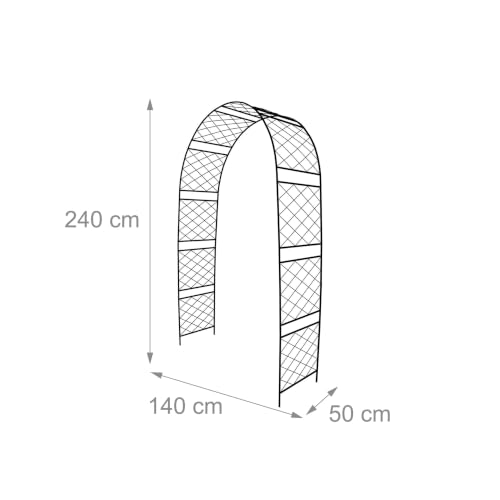 Arco de jardín de metal Relaxdays para plantas trepadoras negro de 240x140x50 cm 5