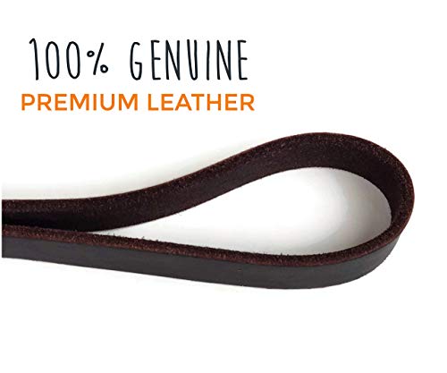 Leather Leash Tab, 12” Short Dog Leash With Carabiner Clip, Training Traffic Lead For Large Dogs (Brown, 12 Inch) #TOP6