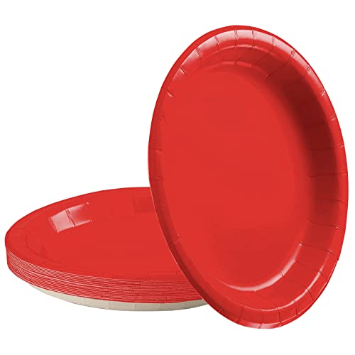 16Pcs Red Party Paper Plates 9 Inch,Red Party Tableware Decor Red.PartyPaper Plates Red.PartyPlates for VE Day 80th Anniversary Decorations,Union Jack Street Party Valentine's Day Celebrations