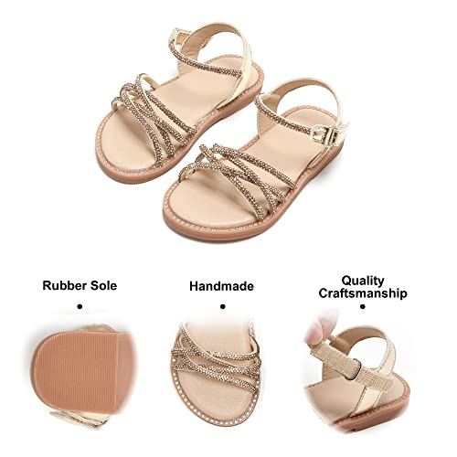 Image of Felix & Flora Toddler Girl Sandals -Flower Girl Dress Shoes Open Toe Little Kid Flats