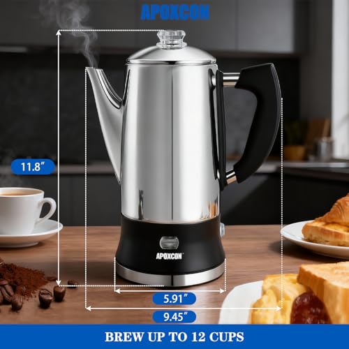 APOXCON 12-Cup Stainless Steel Percolator