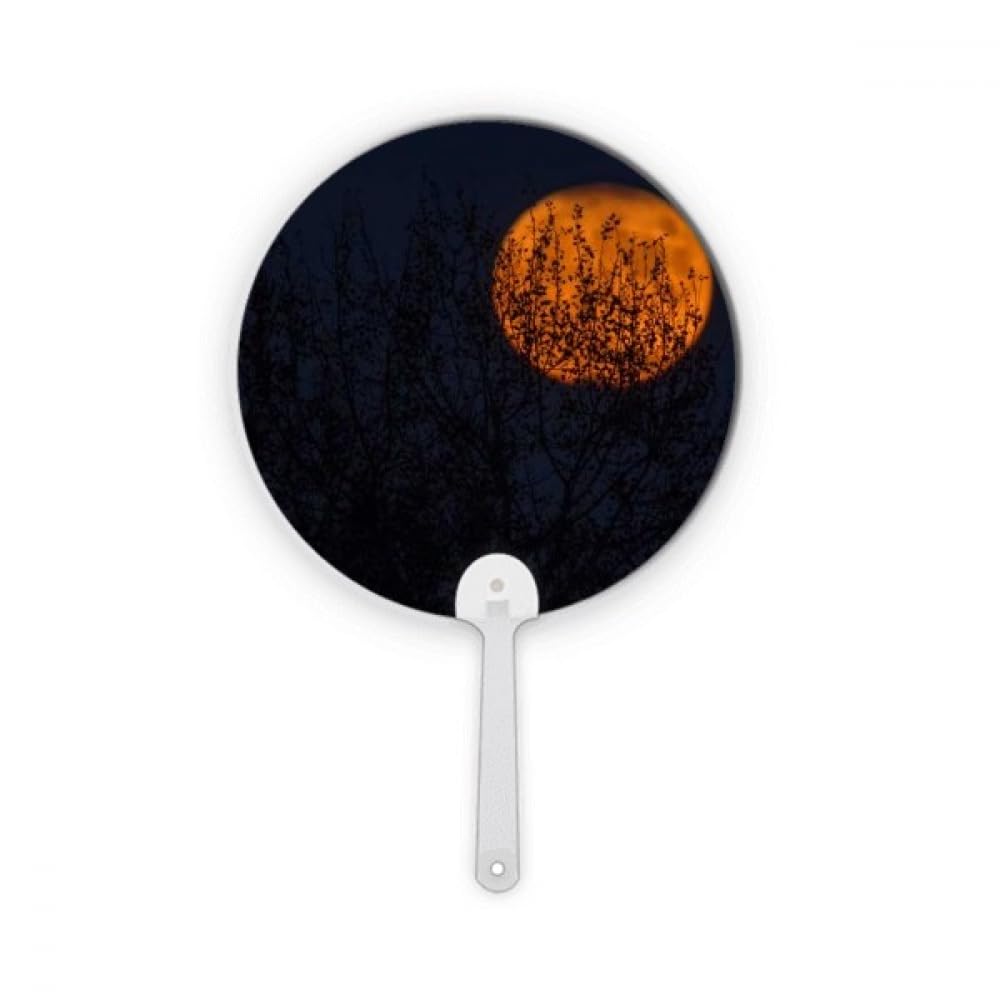 Éventail rond en plastique bleu imprimé planète Red Shadow pour été