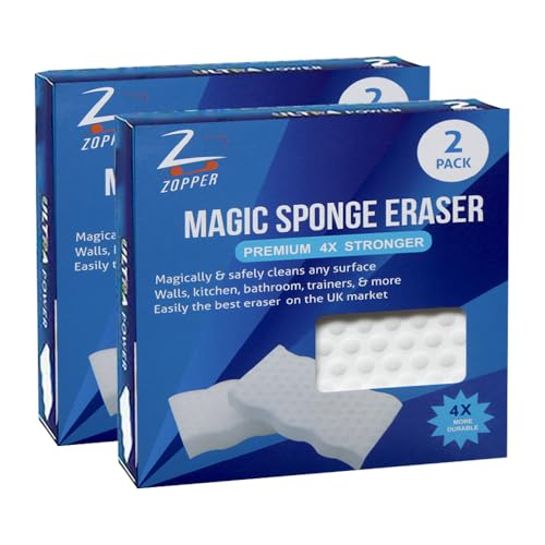 Pack of 2 x 2 Magic Sponge Eraser Ultra Power | With no Harsh Chemicals | Safely Removes Scuffs, Grime And Dirt Without Scratching Or Damage | Size 12.1x6.6x2.2cm