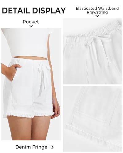 Image of BOOPH Girls Jean Shorts Denim Elastic Waist Drawstring Short for Teen Girl