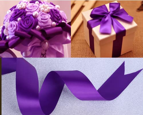 Image of Double Face Purple Satin Ribbon 7 /8 inch X 25 Yards Polyester Purple Ribbon for Gift Wrapping Very Suitable for Weddings Party Invitation Decorations and More