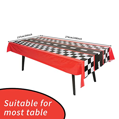 3Pcs Race Car Tablecloth, Car Theme Birthday Decorations Supplies, Plastic Road Tablecloth, Rectangular Racetrack Tablecloth, Checkered Racetrack Table Runner Tablecovers For Kids, 54 X 108 Inch #TOP2
