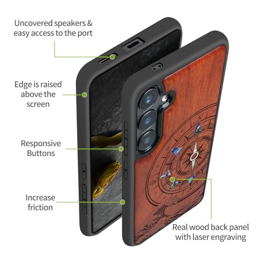 Étui rigide Galaxy S25 Plus fini les rayures avec le bois gravé chic - 6