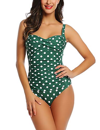 Joyaria Womens Retro One Piece Swimsuit Tummy Control Slimming Bathing Suit Ruched Swimwear(Size 6-24w)3