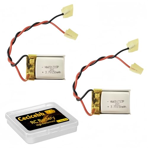 Cecicebb 3.7V 150mAh Lipo Battery for Syma S107 S107G Helicopter S107G Battery 2 Pack RC Batteries