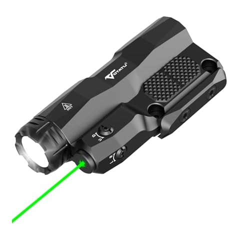 VOTATU M6L-G Picatinny/Mlok Flashlight Laser Combo Built-in Touch Pad Switch, Max 2400 Lumens LED Light and Green Laser with Tactical Strobe Mode, USB Magnetic Rechargeable Cover