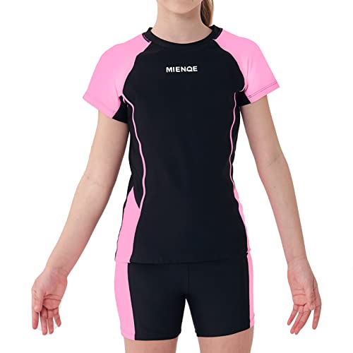 Mienoe Girls' Swimsuit Two Piece Kid Swimsuit Girls Water Sport Shorts Swimsuit Upf 50+ Sun Protection Bathing Suits (Size 10-11Years, Black) #TOP9