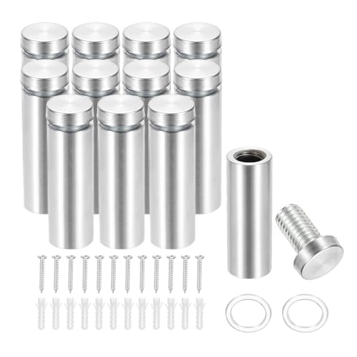 Image of PATIKIL 5 /8 inch x 2 inch Standoff Screws, 12 Pack Stainless Steel Wall Mount Sign Standoffs Mounting Hardware Advertising Nail for Hanging Acrylic Picture Frame, Silver