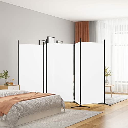 IKAYAA Biombo Plegable de 5 Paneles Biombo Separador de Ambientes 433 x 180 cm Divisor de Habitación Plegable Pantalla de Privacidad para Oficina Dormitorio Blanco