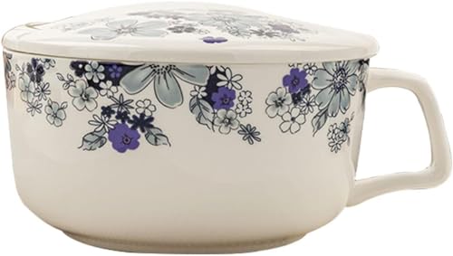 Cuencos de Porcelana Juego de platillos, tazón Grande cerámica for Sopa arroz con asa, 900 ml, Apto for Cebolla Francesa, Avena y ensaladas. Apto for microondas lavavajillas. - Bird
