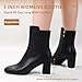 IDIFU Women's Ada Fashion Square Toe Ankle Boots Low Block Heel Short Boots Side Zipper Booties Shoes- Half Size Larger (Black Pu, 9 M US)