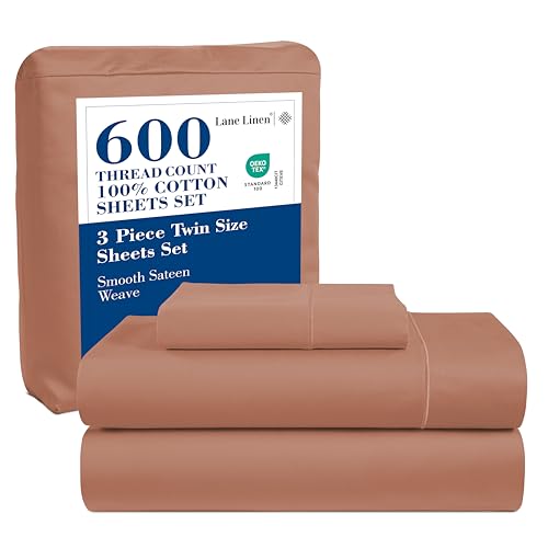 LANE LINEN Twin XL Bed Sheets Set - 600 Thread Count, 100% Cotton Sheet Bed Sets - Sateen Weave, Hotel Luxury Sheet, 15' Deep Pocket, Easy to Wash- Rose Dawn