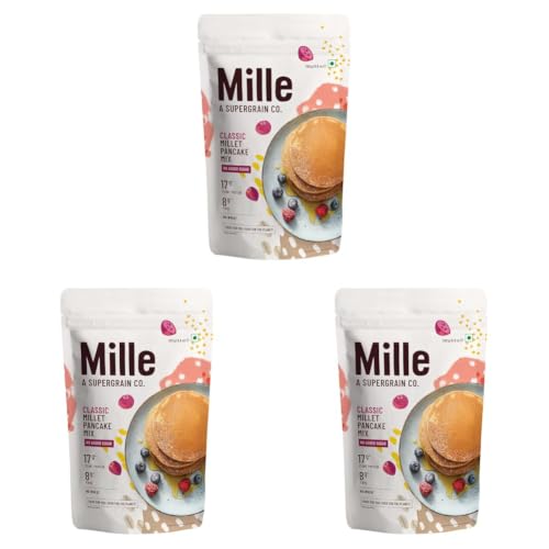 Image of Mille Classic Pancake mix | 0 Sugar | 17g High Protein Pancake | 8g Fibre | No Maida, No Atta | Low Carbs | Low GI Millet Grain | From the Makers of Slurrp Farm | 250 grams (Pack of 3)
