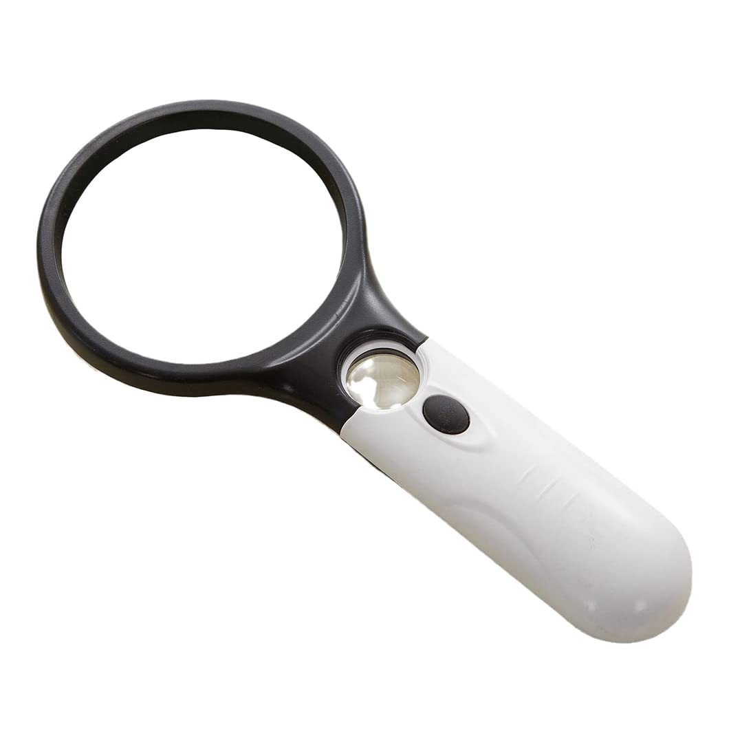 CanEve Lupa de Mano 3X45X con 3 Luces LED, Lupa iluminada iluminada, Lupa de Lectura for Lectura de Personas Mayores, Monedas, Sellos, Mapa, inspección Blanca Lupa