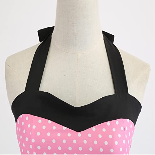 Vintage Women 1950s Rockabilly Swing Dress Pinup 50s Retro Hepburn Style Halterneck A-Line Dresses4