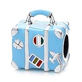 Abalorio para Pulsera Pandora&Chamilia,Abalorio de Plata de Ley 925,Originales Bead Charm para Collare -Maleta Viajar El Mundo