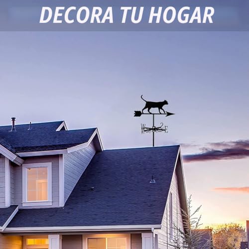 Veleta de viento con figura de gato en metal para dar vida a tu tejado rural 4