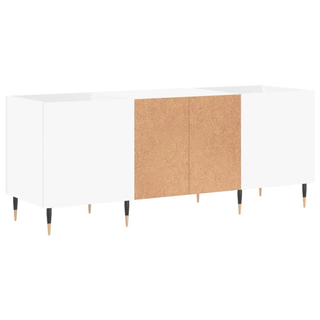 Helloshop26 Armadietto a dischi pratico portaoggetti 121 x 38 x 48 cm, finitura opaca stile industriale in legno, bianco 02_0049086