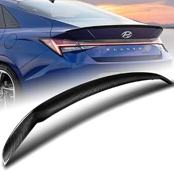Black Real Carbon Fiber OE-Style Rear Trunk Lid Spoiler Wing Compatible with 2021-2025 Hyundai Elantra