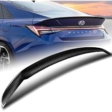 Black Real Carbon Fiber OE-Style Rear Trunk Lid Spoiler Wing Compatible with 2021-2025 Hyundai Elantra
