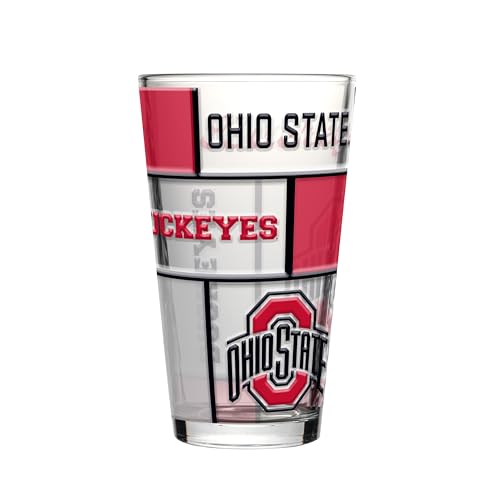 Image of Logo Brands NCAA oz Stained Glass Pint Glass - 3D Embossed Logo & Bold Team Colors - Durable Sports Fan Beer Glass for Home, Bar & Tailgates