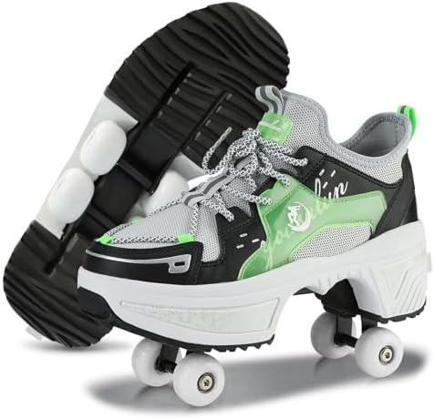 Roller Skate Shoes for Women Kids Roller Shoes Boy Girl Sneakers with Retractable Wheels Breathable Roller Skates Shoes for Christmas Birthday Children Show Gift