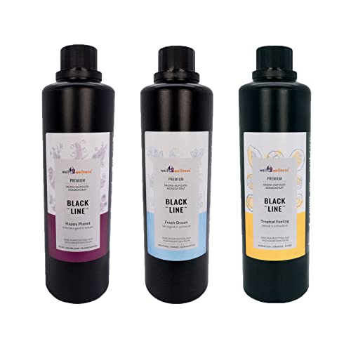 Black Line - Infusión para sauna (3 x 500 ml, con Happy Planet, Tropical Feeling y Fresh Ocean by SudoreWell)