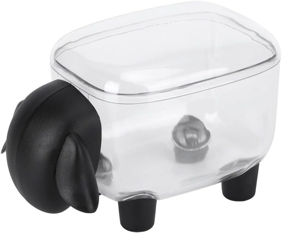 5 Inch Transparent Cartoon Sheep Storage Box Office Stationery Holder with Dust Proof Lid Organizer for Cotton Swabs & Makeup Supplies(Black)