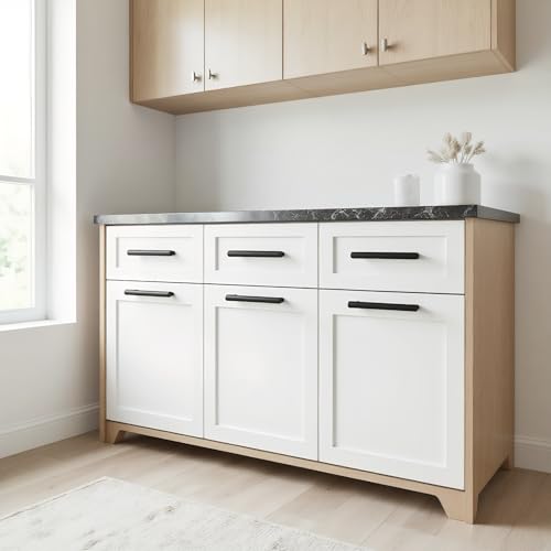 Cheukka 8 Stück Möbelgriffe Edelstahl,128mm lochabstand Küchengriffe,Schwarz Schrankgriffe Edelstahl,Türgriffe,Schubladengriffe,Kleiderschrank Griffe,Küche Griffe Schwarz