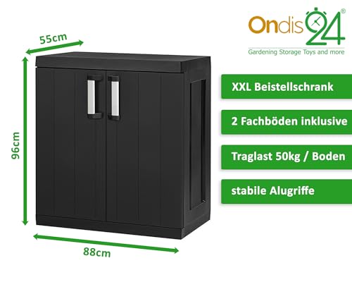 Ondis24 Kunststoffschrank Hero Outdoor Schrank Poolbox wetterfest Haushaltschrank Mehrzweckschrank XXL, 88 x 54 x 96 (H) cm, schnell aufgebaut, robuster Kunststoff