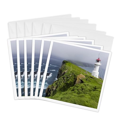 Cartes de vœux Phare sur Mykinesholmur de 3dRose collection paysage nordique