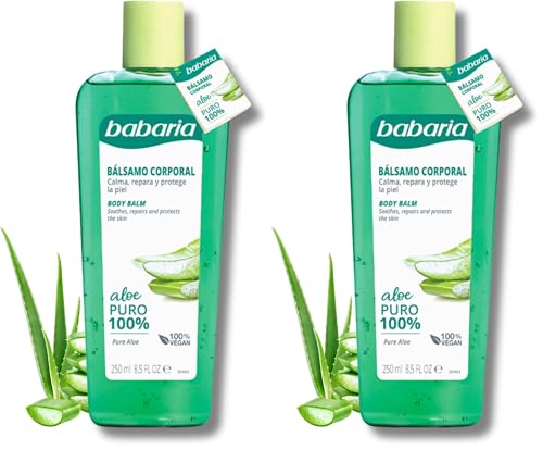 Babaria - Crema Hidratante Corporal Con Aloe Vera Puro | Crema Aloe Vera 100 Puro 250ml | Crema Hidratante Hombre Y Mujer | Crema Cuerpo Hidratante Textura Ligera (Paquete de 2)