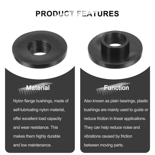 QUARKZMAN 24 Stück Flanschbuchsen Kunststoffbuchsen ID 6,3 mm x OD 8 mm x Länge 4,5 mm Nylonbuchsen, Schwarz